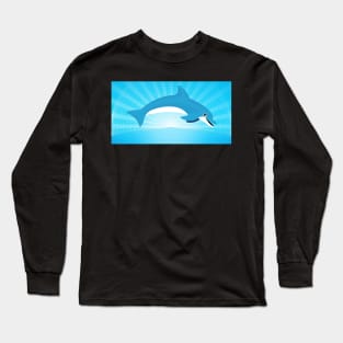 Dolphin Leaping In Front Of Grid Balls Long Sleeve T-Shirt